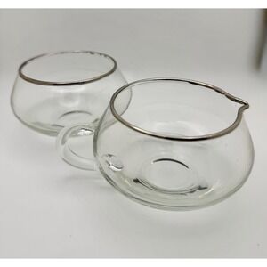 MCM Vintage Fostoria‎ Creamer & Sugar Bowl Silver Rim 2.5"